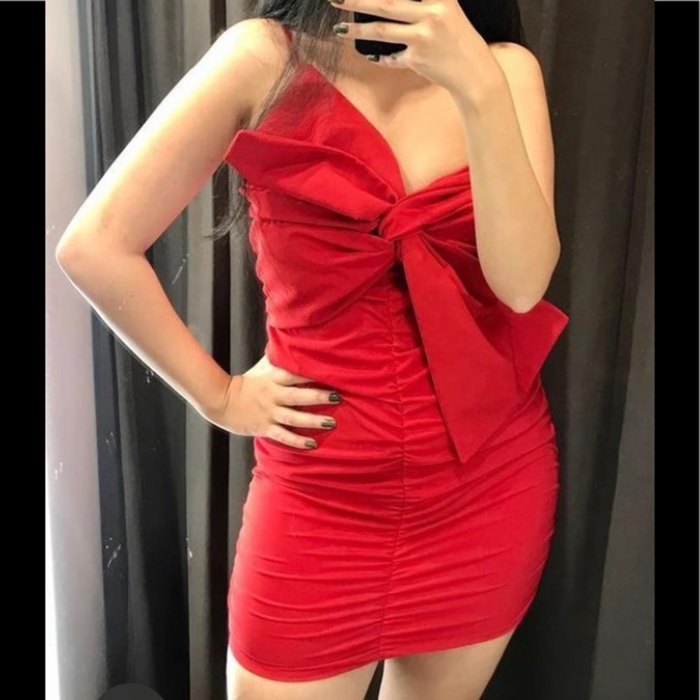 Zara red bow dress Size XS